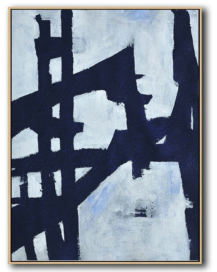 Original Painting Hand Made Large Abstract Art,Buy Hand Painted Navy Blue Abstract Painting Online,Large Contemporary Art Canvas Painting #O6E4